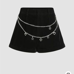 Cider size medium high waist velvet shorts with silver chain